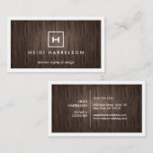 Carte De Visite BOÎTE LOGO avec VOTRE INITIAL/MONOGRAM sur BOIS SO (Devant / Derrière)