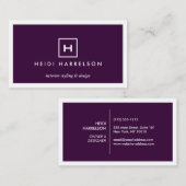 Carte De Visite BOÎTE LOGO avec VOTRE INITIAL/MONOGRAMME sur DEEP  (Devant / Derrière)