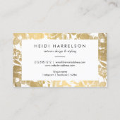 Carte De Visite Boite Logo Monogramme avec Faux Gold Floral (Dos)