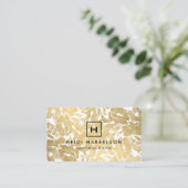 Carte De Visite Boite Logo Monogramme avec Faux Gold Floral (Debout devant)