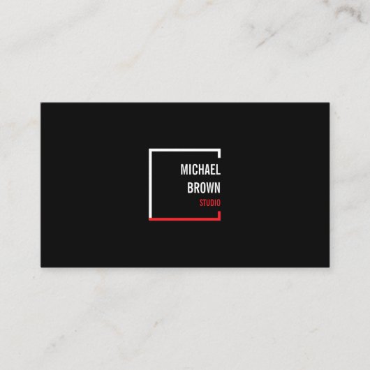 Carte De Visite Boîte rouge carrée simple noire moderne (Devant)
