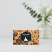 Carte De Visite Boîtes en bois de chauffage Arbre de service flamm (Debout devant)