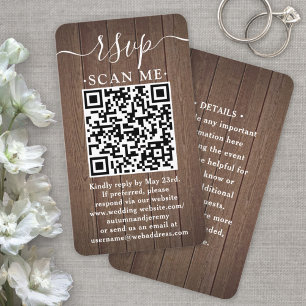 Carte De Visite Boîtier 100 Pack QR RSVP Mariage Brown Faux Wood