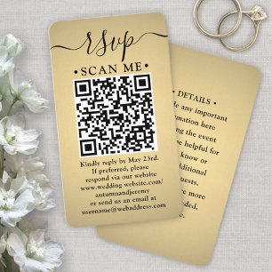 Carte De Visite Boîtier 100 Pack QR RSVP Mariage Faux Gold