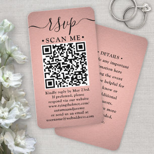 Carte De Visite Boîtier 100 pack QR RSVP Rose Gold Faux
