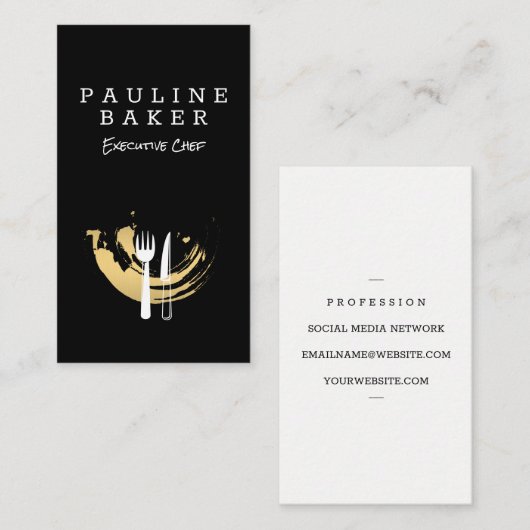 Carte De Visite Boîtier Brossé Or | Chef exécutif (Devant / Derrière)