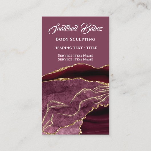 Carte De Visite Boîtier Logo Massage Sculpture SPA or QRCODE Rose (Devant)