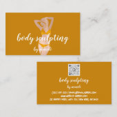 Carte De Visite Boîtier Massage Logo Rose Bikini Jaune QR (Devant / Derrière)