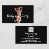 Carte De Visite Boîtier Massage Logo Rose Gold Bikini QR (Devant / Derrière)