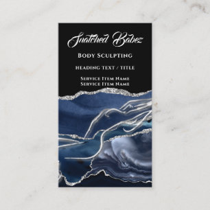 Carte De Visite Boîtier Massage Sculpture Logo Or SPA Bleu QRCODE
