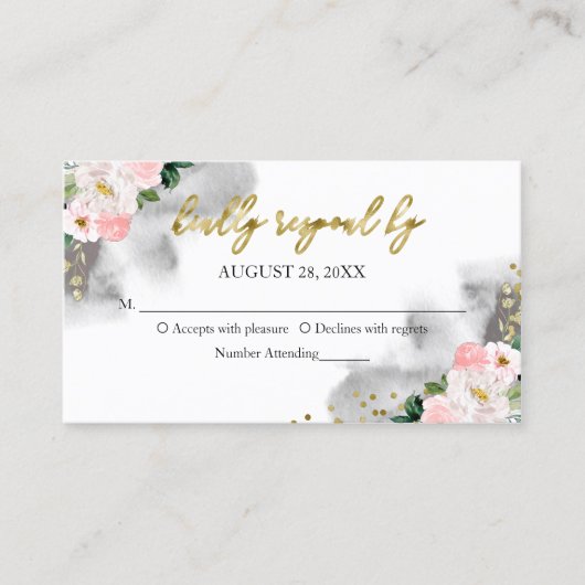 Carte De Visite Boîtier RSVP Floral Sweet 16 Blush (Devant)