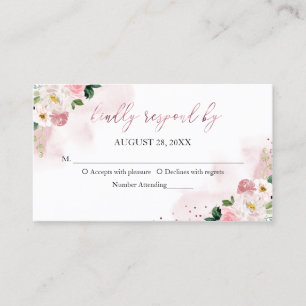 Carte De Visite Boîtier RSVP Floral Sweet 16 Rose Gold Blush