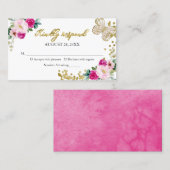 Carte De Visite Boîtier RSVP Sweet 16 à papillon rose chaud (Devant / Derrière)