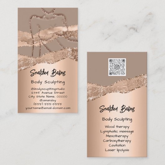 Carte De Visite Boîtier Sculpter Cosmétique Logo QR Code Rose Glam (Devant / Derrière)