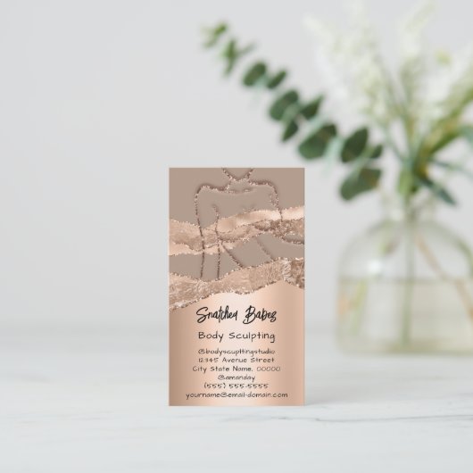 Carte De Visite Boîtier Sculpter Cosmétique Logo QR Code Rose Glam (Debout devant)