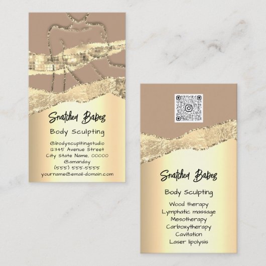 Carte De Visite Boîtier Sculpter Cosmétique Logo QR Code Rose Or (Devant / Derrière)