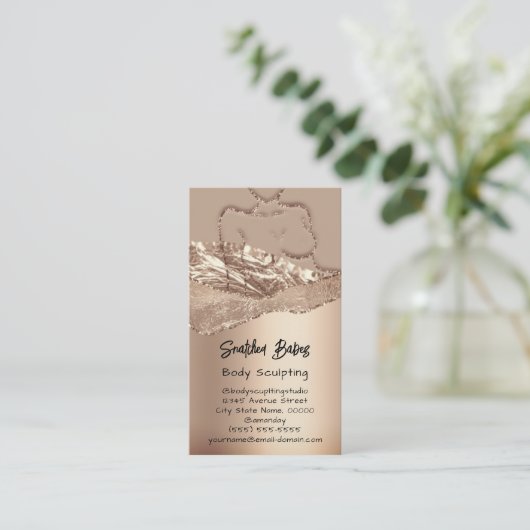 Carte De Visite Boîtier Sculpter Cosmétique Logo QR Code Rose Part (Debout devant)