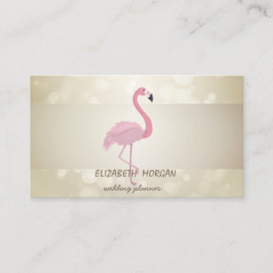 Carte De Visite Bokeh élégant, rayure, flamant rose