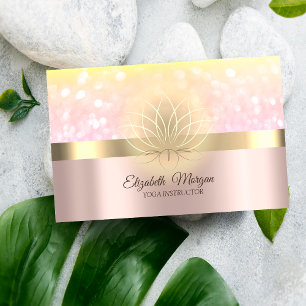 Carte De Visite Bokeh élégant Rose Gold Lotus Or