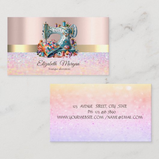 Carte De Visite Bokeh Gold Stripe, Modification de la machine à co (Devant / Derrière)