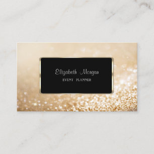 Carte De Visite Bokeh Pailleté Élégant Moderne, Cadre Noir