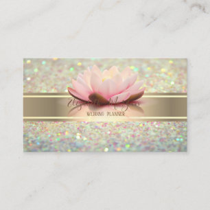 Carte De Visite Bokeh Pailleté Élégant Moderne, Lotus à Rayure Dor