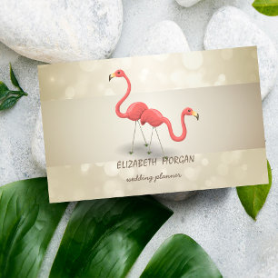 Carte De Visite Bokeh Professionnel Élégant, Rayure, Flamant Rose
