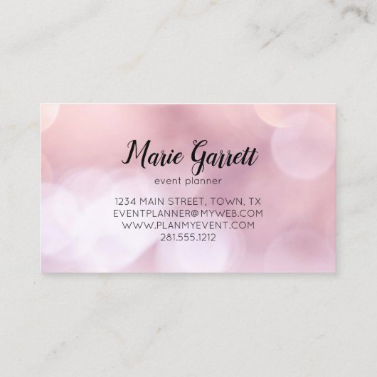 Carte De Visite Bokeh rose moderne (Dos)