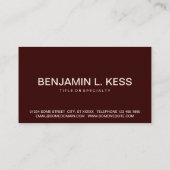 Carte De Visite bold BAKE (couleur personnalisable) (Dos)