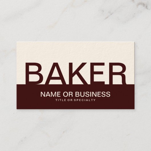 Carte De Visite bold BAKER (couleur personnalisable) (Devant)