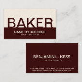 Carte De Visite bold BAKER (couleur personnalisable) (Devant / Derrière)