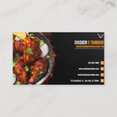 Carte De Visite Bold Black & Orange Chicken Restaurant Business Ca (Dos)