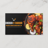 Carte De Visite Bold Black & Orange Chicken Restaurant Business Ca (Devant)