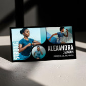 Carte De Visite Bold Black Personal Trainer Fitness Gym Coach QR