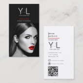 Carte De Visite Bold Black Photographer code QR Social Media Photo (Devant / Derrière)