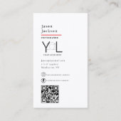 Carte De Visite Bold Black Photographer code QR Social Media Photo (Dos)