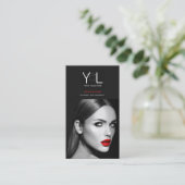 Carte De Visite Bold Black Photographer code QR Social Media Photo (Debout devant)