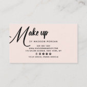 Carte De Visite Bold Black Script Blush Pink Photo Makeup Business (Dos)