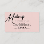 Carte De Visite Bold Black Script Blush Pink Photo Makeup Business (Dos)