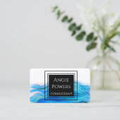 Carte De Visite bold blue and white painted elegant artistic  (Debout devant)