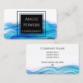 Carte De Visite bold blue and white painted elegant artistic  (Devant / Derrière)