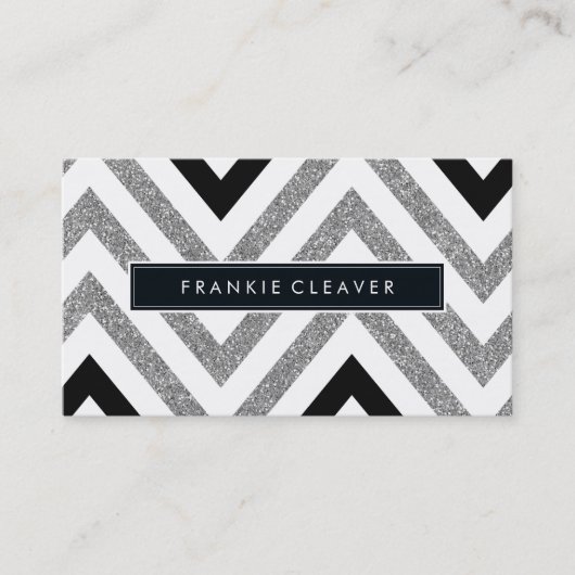 Carte De Visite BOLD CHEVRON MOTIF tendance parties scintillant ar (Devant)