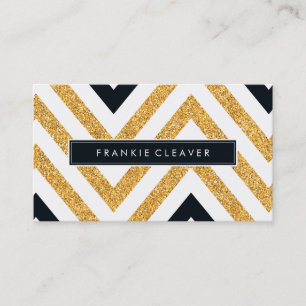 Carte De Visite BOLD CHEVRON MOTIF tendance parties scintillant or