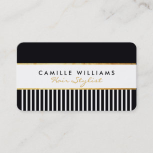 Carte De Visite BOLD design moderne peigne design or noir blanc