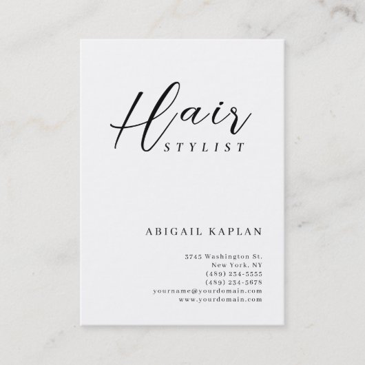 Carte De Visite Bold Hair Stylist Modern Minimalist Elegant Plain (Devant)