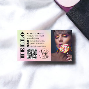 Carte De Visite Bold hello ombre chic Qr logo photo médias sociaux