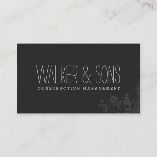 Carte De Visite BOLD MASCULINE simple uni rustique noir grunge (Devant)