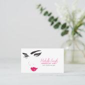 Carte De Visite Bold Minimalist Pink Black Modern Makeup Artist QR (Debout devant)