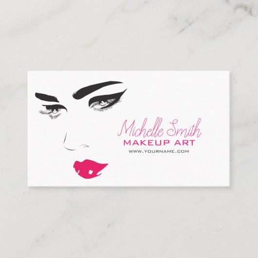 Carte De Visite Bold Minimalist Pink Black Modern Makeup Artist QR (Devant)