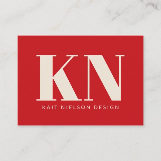 Carte De Visite Bold Modern Monogram Professional Bright Red (Devant)